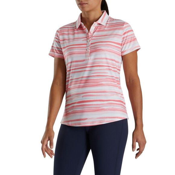 FOOTJOY FJ Women's Short Sleeve Watercolor Golf Tennis Top Size M Collared Shirt - Picture 1 of 12